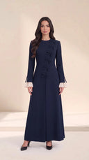 The Salama Side Bow Detail Abaya with Pleated Cuffs - TAL by The Abaya Lab