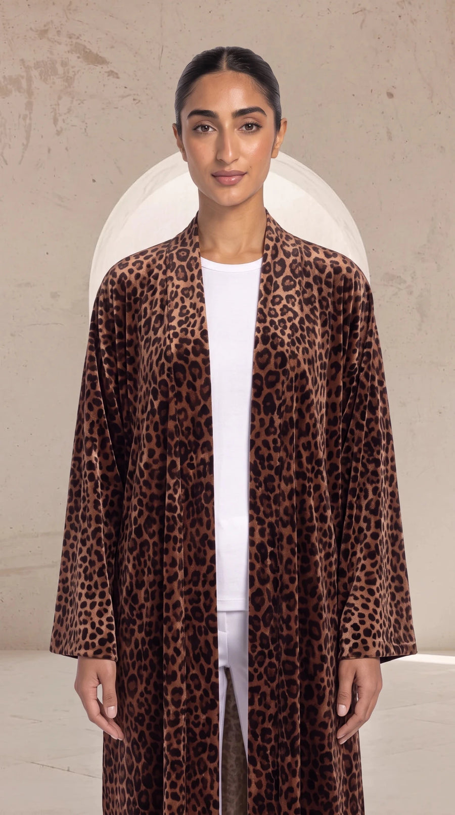 The Shereen Mocha Brown Kimono Band Open Abaya
