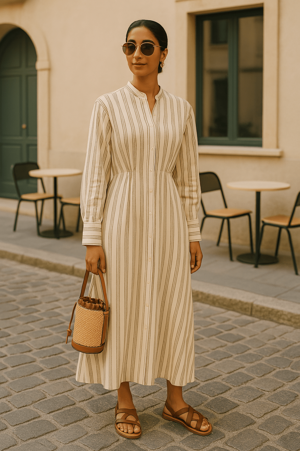 The Striped Casual Dress – TAL by The Abaya Lab - Main Image