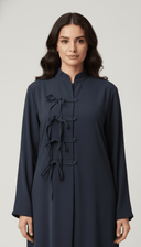 The Suad Mandarin Tie Detail Front Close Abaya - TAL by The Abaya Lab