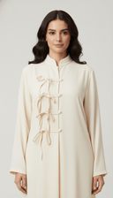 The Suad Mandarin Tie Detail Front Close Abaya - TAL by The Abaya Lab
