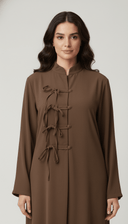The Suad Mandarin Tie Detail Front Close Abaya - TAL by The Abaya Lab