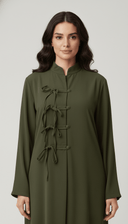 The Suad Mandarin Tie Detail Front Close Abaya - TAL by The Abaya Lab