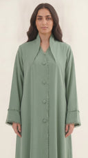 The Suhair Fringed Trim Open Abaya - TAL by The Abaya Lab