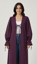 The Sultana Minimal Open Abaya with Balloon Sleeves & Bow Detail - TAL by The Abaya Lab
