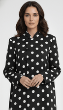 The Tasneem Polka Noir Mandarin Abaya - TAL by The Abaya Lab