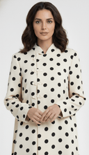 The Tasneem Polka Noir Mandarin Abaya - TAL by The Abaya Lab