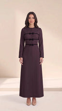 The Umniya Tailored Abaya with Bow & Contrast Trim Detail - TAL by The Abaya Lab