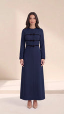The Umniya Tailored Abaya with Bow & Contrast Trim Detail - TAL by The Abaya Lab