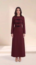 The Umniya Tailored Abaya with Bow & Contrast Trim Detail - TAL by The Abaya Lab