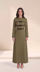 The Umniya Tailored Abaya with Bow & Contrast Trim Detail - TAL by The Abaya Lab