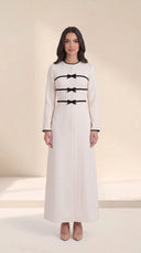 The Umniya Tailored Abaya with Bow & Contrast Trim Detail - TAL by The Abaya Lab