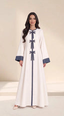 The Yusra Bow Detail Abaya with Contrast Denim - TAL by The Abaya Lab
