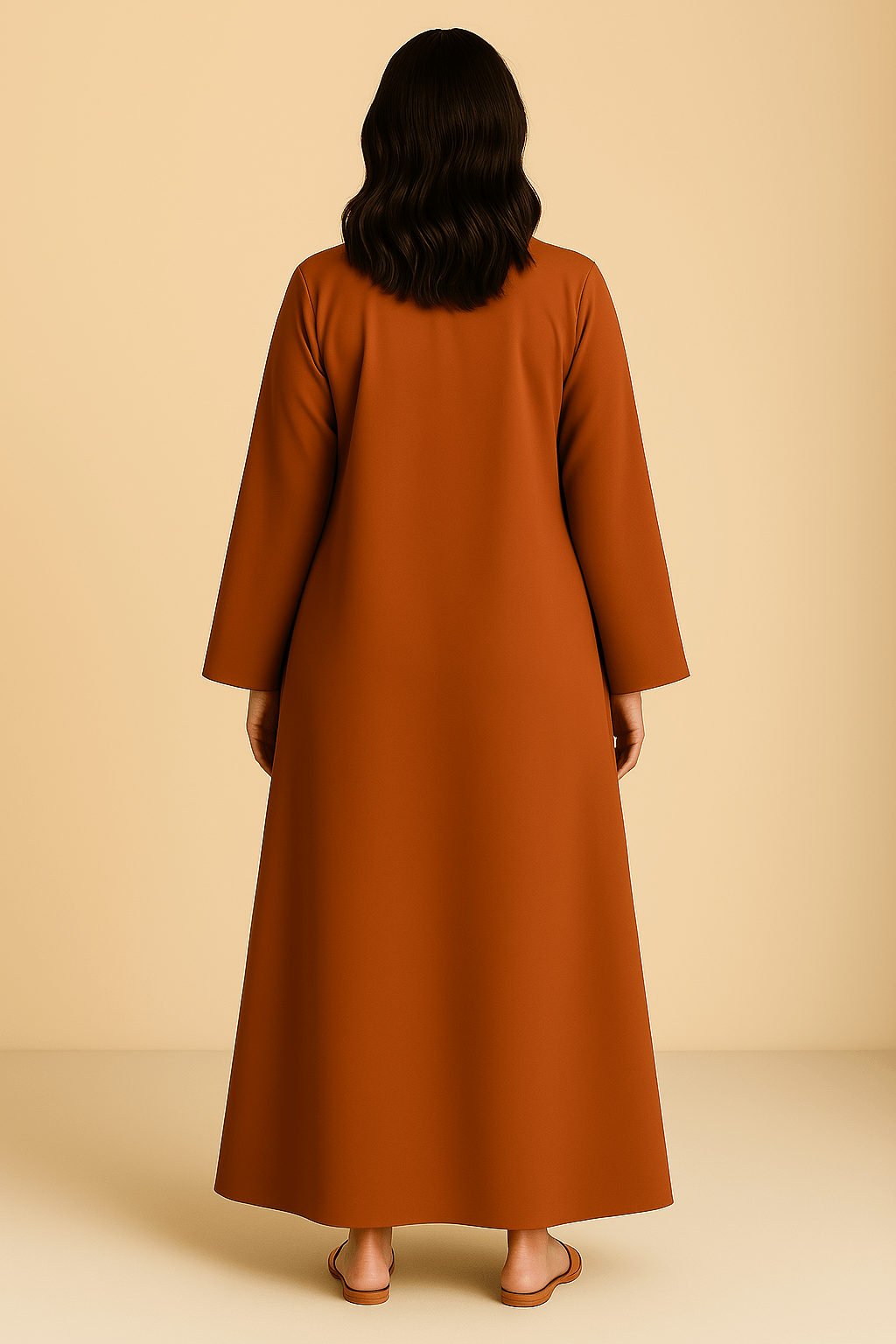 The Zahra Printed Inseam Abaya – Rust Bloom Edition - The Abaya Lab