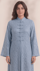 The Zahwan Lace Abaya with Mandarin Collar Detail - TAL by The Abaya Lab