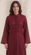 The Zahwan Lace Abaya with Mandarin Collar Detail - TAL by The Abaya Lab