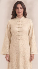 The Zahwan Lace Abaya with Mandarin Collar Detail - TAL by The Abaya Lab