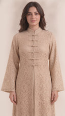 The Zahwan Lace Abaya with Mandarin Collar Detail - TAL by The Abaya Lab