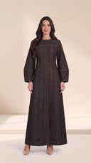 The Zuhra Button-Front Abaya with Contrast Topstitching - TAL by The Abaya Lab