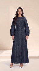 The Zuhra Button-Front Abaya with Contrast Topstitching - TAL by The Abaya Lab