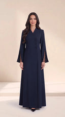 The Zulaikha Studded Mesh Cuff Abaya, in Navy, front view