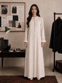 Pinstripe Abayas: Why This Menswear Print Works - TAL by The Abaya Lab