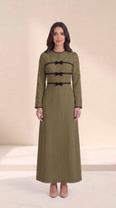 The Umniya Tailored Abaya with Bow & Contrast Trim Detail