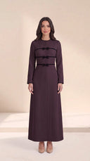 The Umniya Tailored Abaya with Bow & Contrast Trim Detail