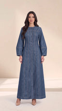 The Zuhra Button-Front Abaya with Contrast Topstitching