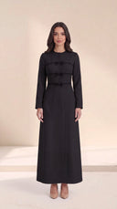 The Umniya Tailored Abaya with Bow & Contrast Trim Detail
