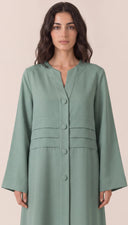 The Manal Button Front Panel Detail Abaya
