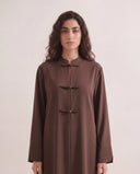 The Sheikah Mandarin Collar Abaya with Braided Closures