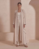 The Layaan Contrast Trim Crepe Open Abaya
