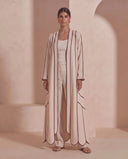 The Layaan Contrast Trim Crepe Open Abaya