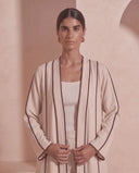 The Layaan Contrast Trim Crepe Open Abaya