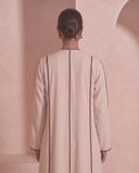 The Layaan Contrast Trim Crepe Open Abaya