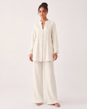 The Salma Pintuck Button Front Tunic Set