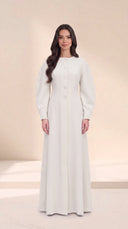 The Aniqa Button-Front Abaya with Sculpted Sleeves