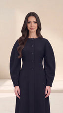 The Aniqa Button-Front Abaya with Sculpted Sleeves