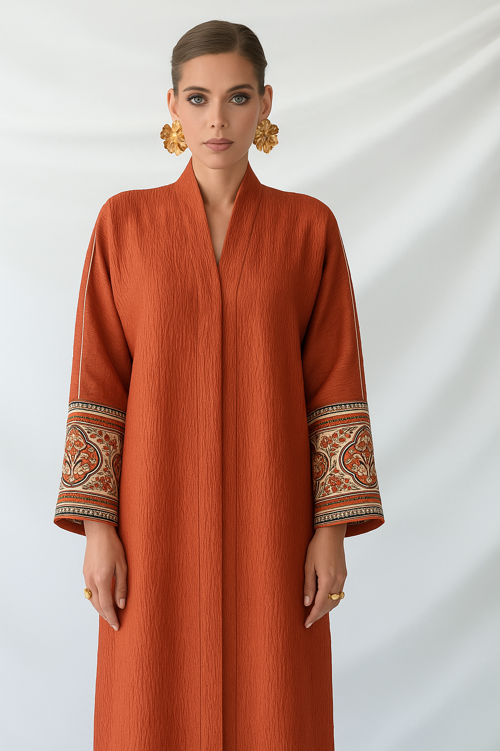 The Maitha Burnt Orange Sleeve Detail Abaya