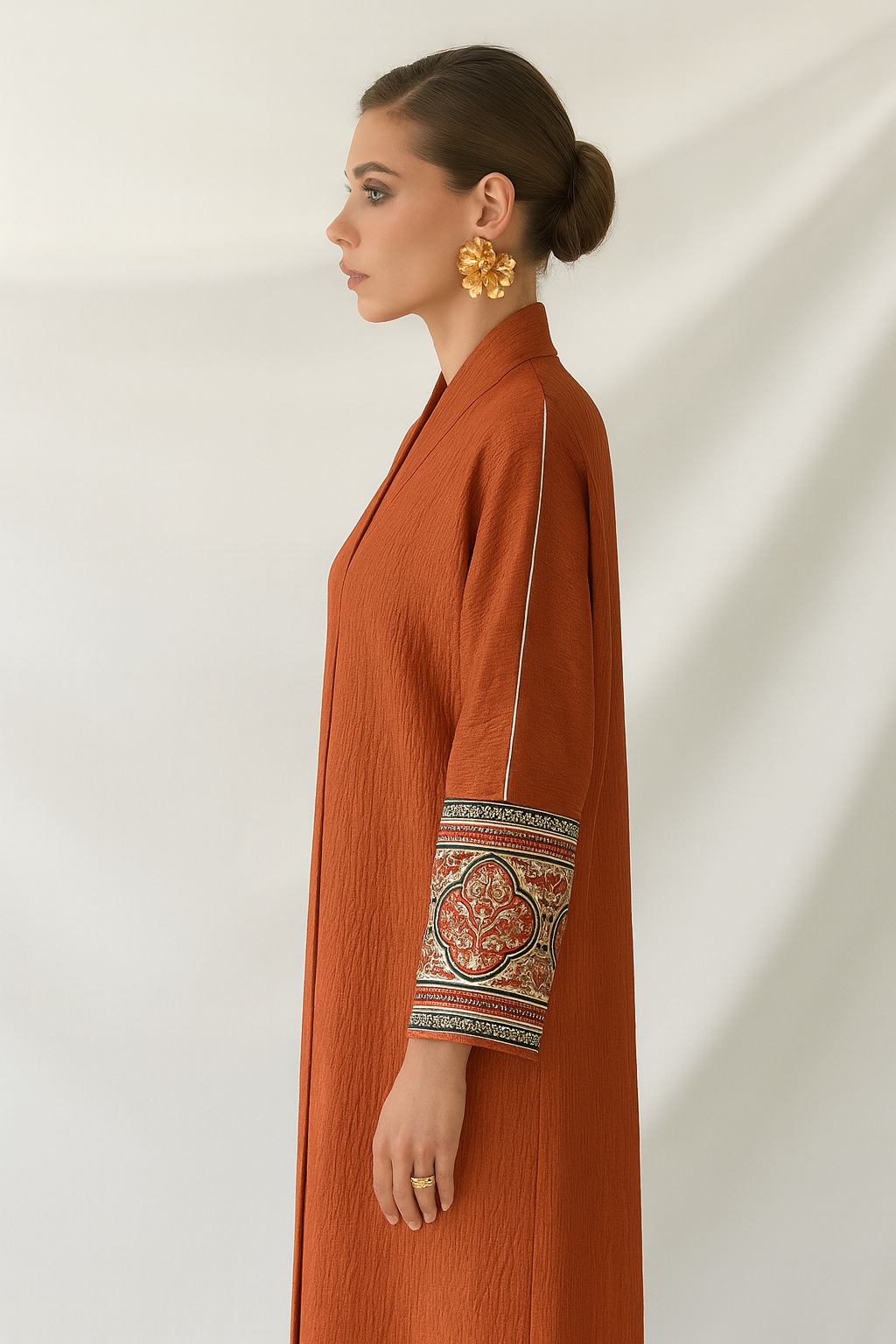 The Maitha Burnt Orange Sleeve Detail Abaya