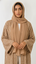 The Suha Soft Linen Open Front Check Abaya
