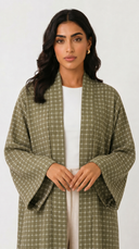 The Suha Soft Linen Open Front Check Abaya