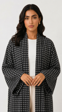 The Suha Soft Linen Open Front Check Abaya