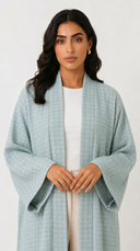 The Suha Soft Linen Open Front Check Abaya