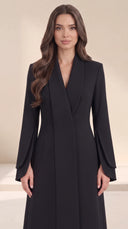The Mashia Tailored Shawl Collar Abaya with Layered Sleeves