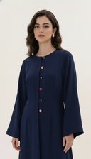 The Duaa Elegant Abaya with Contrast Button Detail