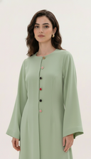 The Duaa Elegant Abaya with Contrast Button Detail