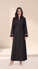 The Rayia Sculpted Panel Abaya with Sheer Cuff Detail