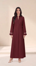 The Rayia Sculpted Panel Abaya with Sheer Cuff Detail